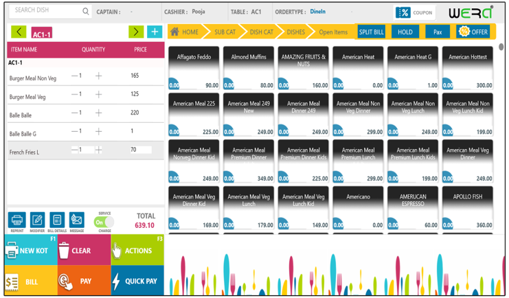 screenshot of WERA Cloud POS